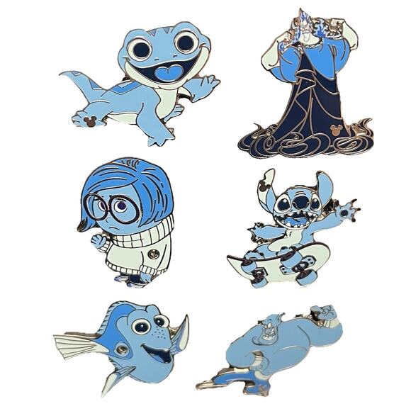 COMPLETE With Chaser Disney Blue Characters WDW 2025 Hidden Mickey Pin Set of 6 - Picture 1 of 2